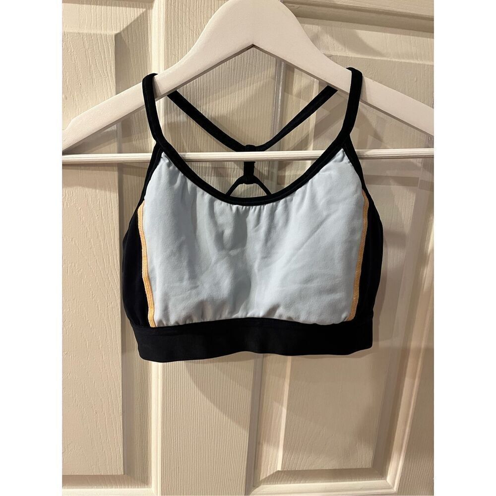 Tory Burch Light Blue & Black Racerback Sports Bra sz XS EUC